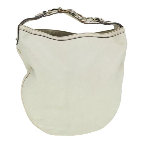 GUCCI Horsebit Shoulder Bag Leather Beige Gold - Picture 1 of 16